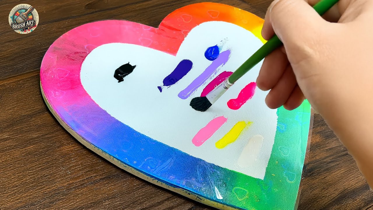 ACRYLIC HEART ART – Romantic Night & Sunset Landscape Painting Tutorial 🎨💝