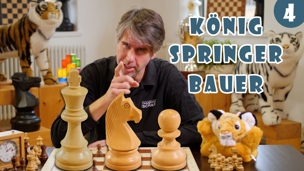 10.000+ Kinder online Schach beibringen Lektion #3 Die Schachfiguren König, Springer and Bauer