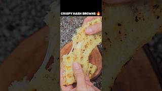 Crispy Campfire Cheesy Hash Browns 🔥#hashbrown #campfirecooking #crispy #outdoors #campfire #camping
