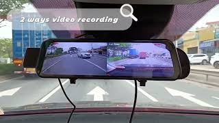 Road real shot video:9.66 inch Car Rear view Mirror Camera DVR Recorder Applied in Car