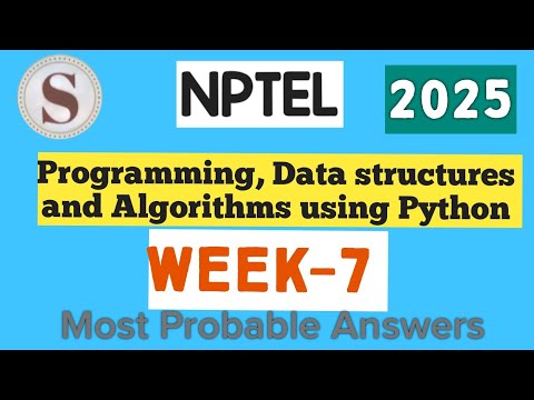 Programming, Data Structures and Algorithms using Python || NPTEL week 7 answers 2025 || #nptel