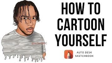 HOW TO CARTOON YOURSELF using sketchbook ✍🏽❗️ [Step by Step Simple Tutorial]