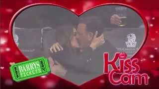 Actor Tom Hanks appears on the Kiss Cam and doesn't dissapoint