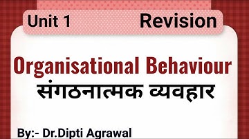 Organisational Behaviour Important Questions in Hindi for M.com! Organisational Behaviour (Unit 1)!!