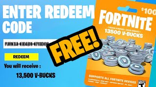 Free 13 500 V Bucks Gift Card Redeem Code Glitch Youtube