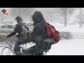 Cycling in the snow, Den Bosch (Netherlands)