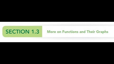 1.3 More on Functions and Their Graphs