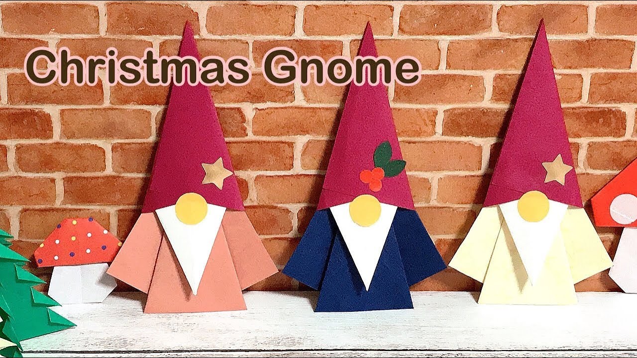 How to make a simple Christmas gnome. Origami. Paper craft. DIY