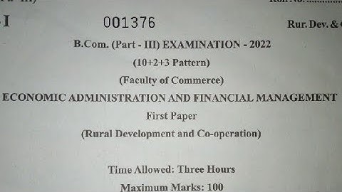 B.Com.(Part-3)ECONOMIC ADMINISTRATION AND FINANCIAL MANAGEMENT (1st paper)Rural Devel.&Co-operation