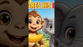 Milo the Monkey Shares His Bananas! 🍌🐘 | Sharing Story for Kids #Shorts Update