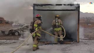 Phoenix Fire Department demonstrates fire dangers of dry Christmas trees