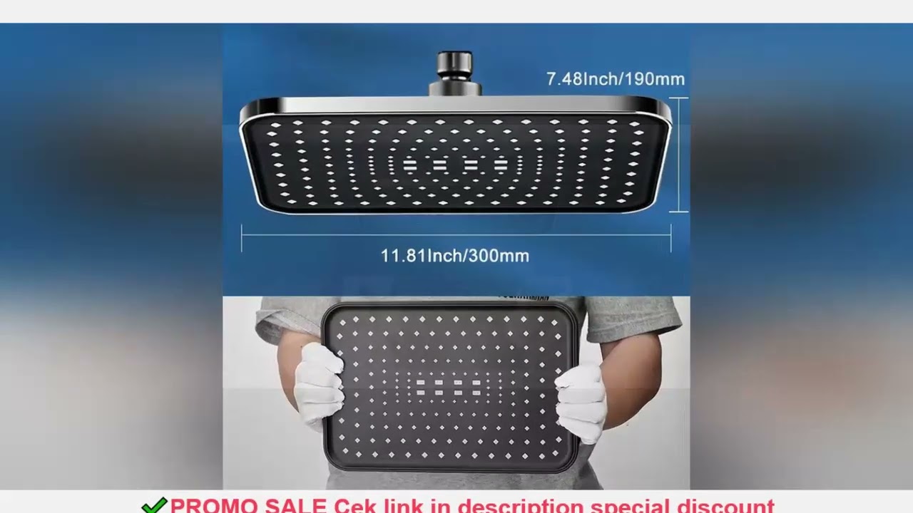 12 Inch ABS High Pressure Rainfall Shower Head Bathroom 360 Adjustable Angle Anti-Clog Nozzle Water