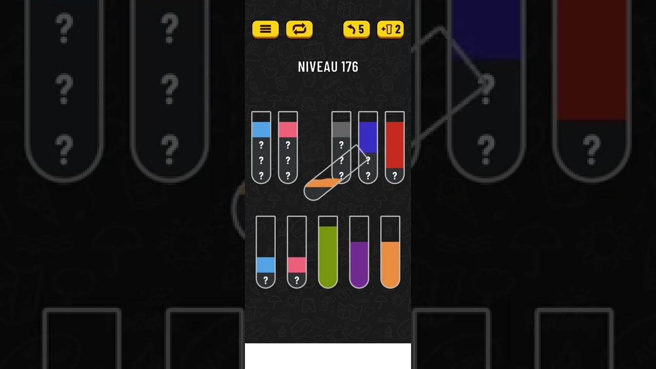Water sort color puzzle game level 176 solution
