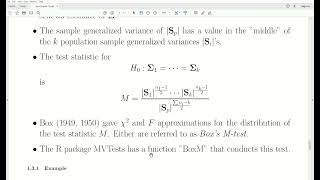 amv60 - Test Comparing k Population Covariance Matrices