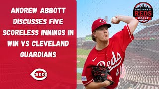 Cincinnati Reds Pitcher Andrew Abbott Reacts to Five Scoreless Innings in Win Over Guardians
