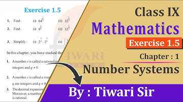 Class 9 Maths Chapter 1 Exercise 1.5 Number Systems in Hindi and English Medium by Tiwari Sir.