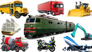 Transport Vehicles for Kids. Types of Vehicles, Ambulance,  Truck, Bus, Train, Nursery rhymes