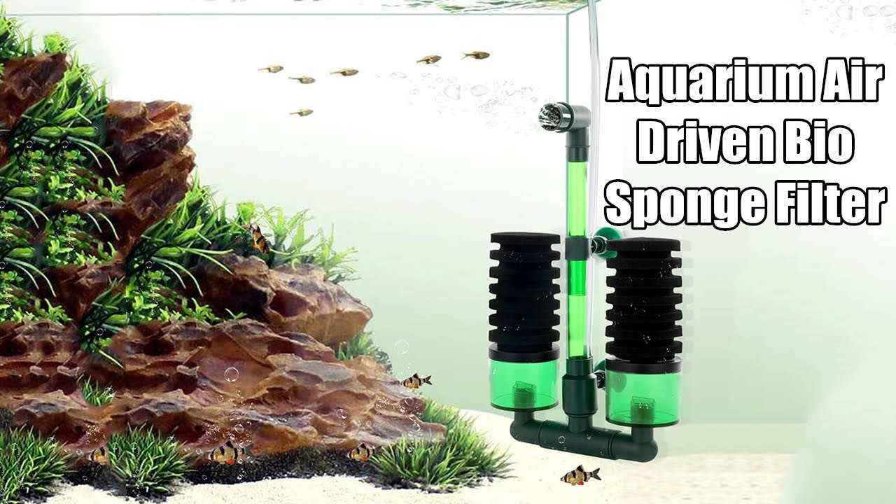 Huijukon Air Pump Double Sponge Filter for Aquarium Fish Tank Up to 55 Gallons Filter Set 