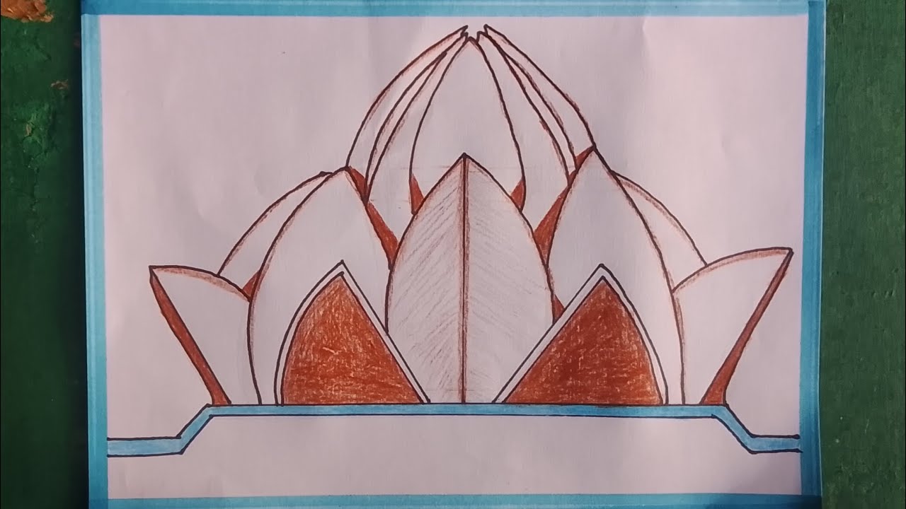 Lotus temple easy drawing|| Temple drawing 