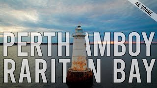 Perth Amboy Raritan Bay Sunset 4K Drone