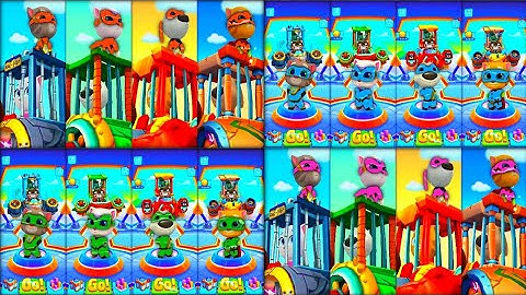 TALKING TOM HERO DASH - RED BLUE GREEN PINKY COLOUR HEROES & SAVING ALL HEROES - GAMEPLAY ON MOBILE