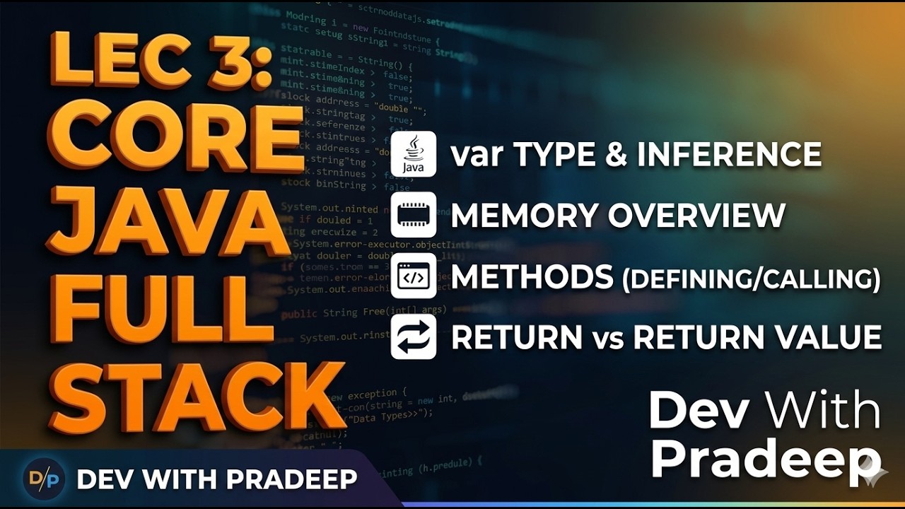 Core Java Lecture 3 | Var Type, Memory,Methods,Return vs Return value ...