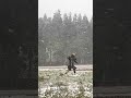 A leaping Samurai in the raging snowstorm