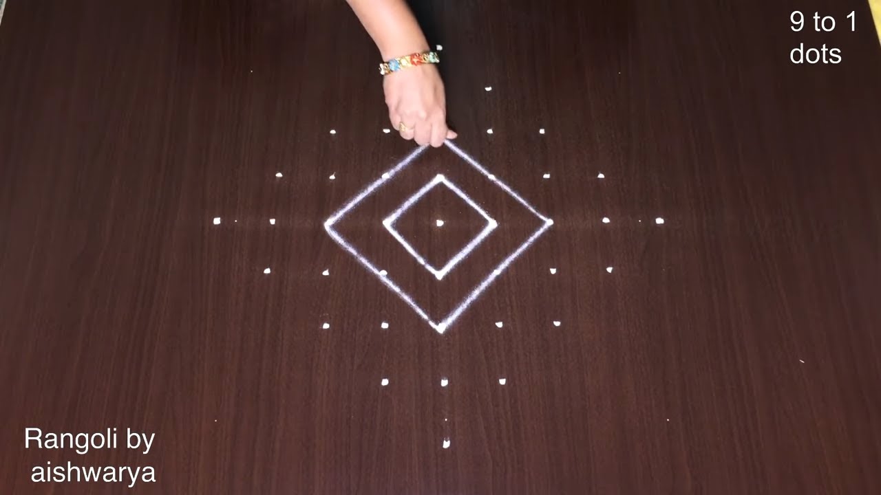 Easy Daily Rangoli With 9-1