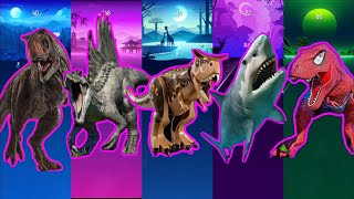 carnotaurus vs spinosaurus vs lego jurassic world vs megalodon vs t-rex spiderman