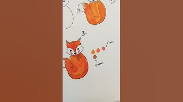 Watercolor for beginners | Cute Fox 🦊 Doodle Art #shorts #painting #drawing