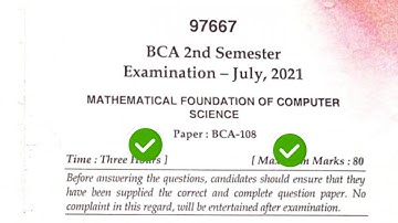 Mdu BCA 2nd Sem Mathematical Foundation Question Paper 2021