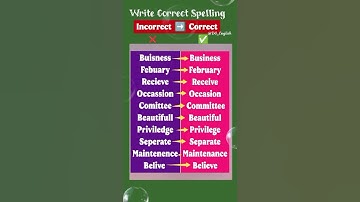 Write Correct Spelling | Common Spelling Error | Incorrect To Correct English Spelling