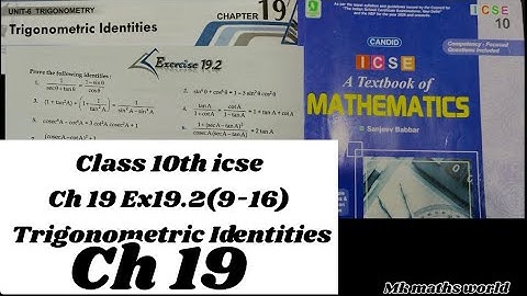 Class 10th icse Maths Ch 19 Trigonometric Identities Ex 19.2(9-16)