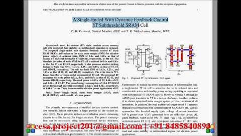 A Single Ended With Dynamic Feedback Control 8T Subthreshold SRAM Cell