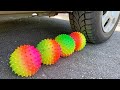 EXPERIMENT Car Vs Rainbow Ball Crushing Crunchy Soft Things By Car 4
