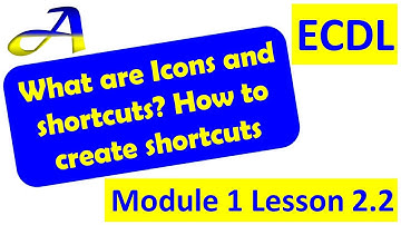 Icons, file and folder shortcuts, Lesson 2.2 ECDL/ICDL Module 1, Computer essentials