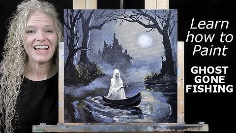 GHOST GONE FISHING - Learn How to Draw and Paint for Beginners- Easy Acrylic Painting Tutorial