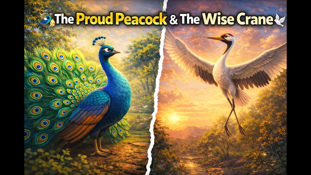 The Proud Peacock & The Wise Crane 🦚🕊️ | Moral Story for Kids - YouTube