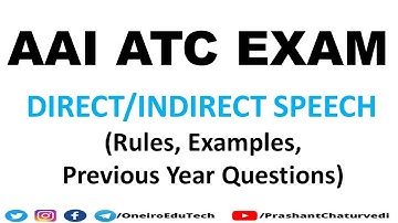 DIRECT/INDIRECT SPEECH: ATC English Classes 2021 | English Grammar | AAI ATC Exam | AAI AO Exam ||
