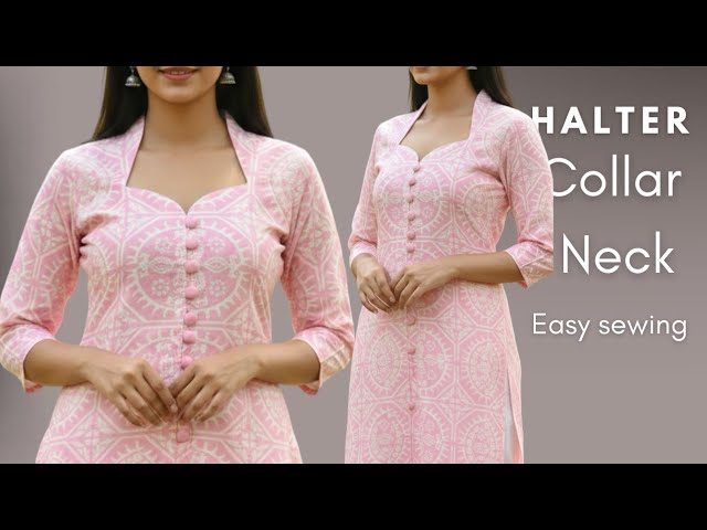 collar dress neck designs ✨️Perfect Halter Collar Neck Design cutting and stitching || Kurti Neck