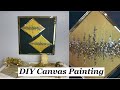 Easy DIY Dark Green/Gold Painting with Crushed Glass &amp; Glitter
