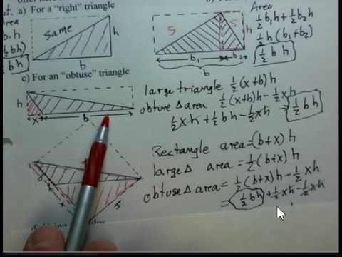 Area of Triangle, Verification of 1/2 base height 