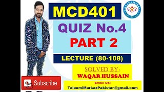 MCD401 quiz no 4 solution by taleemi markaz part 2