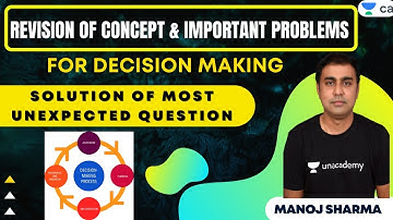 Revision of Concept & Important Problems on Decision Making | AMA/SCMPE | CA Final | Manoj Sharma