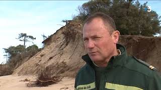 Erosion de la dune sur le littoral de Charente-Maritime après le coup de vent