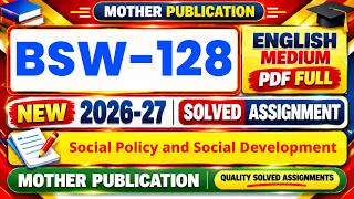 BSW 128 solved assignment 2026-27 in English || bsw 128 solved assignment 2027 || ignou bsw128