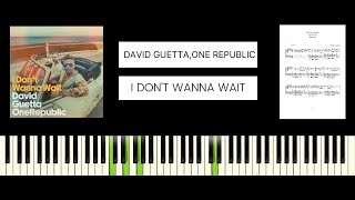 David Guetta, OneRepublic - I Don't Wanna Wait (BEST PIANO TUTORIAL & COVER) s