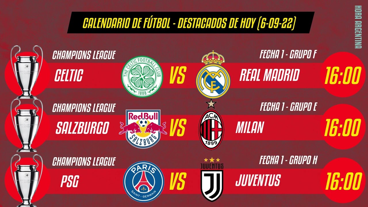 ¿Quien juega hoy? AGENDA de partidos destacados (6 de septiembre