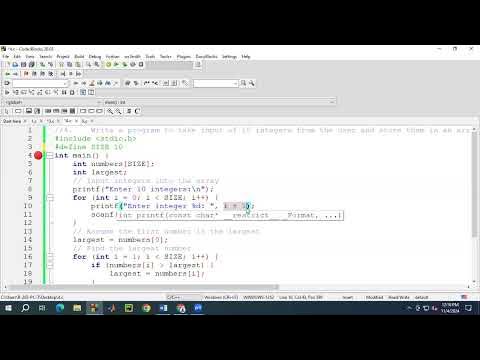 Lec-7c C program to take 10 integers and store them in an array and ...