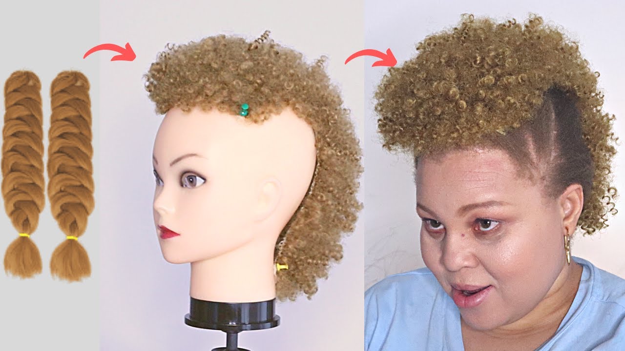 DIY Curly Crotchet Mohawk Wig using Straight Braiding hair extension ...